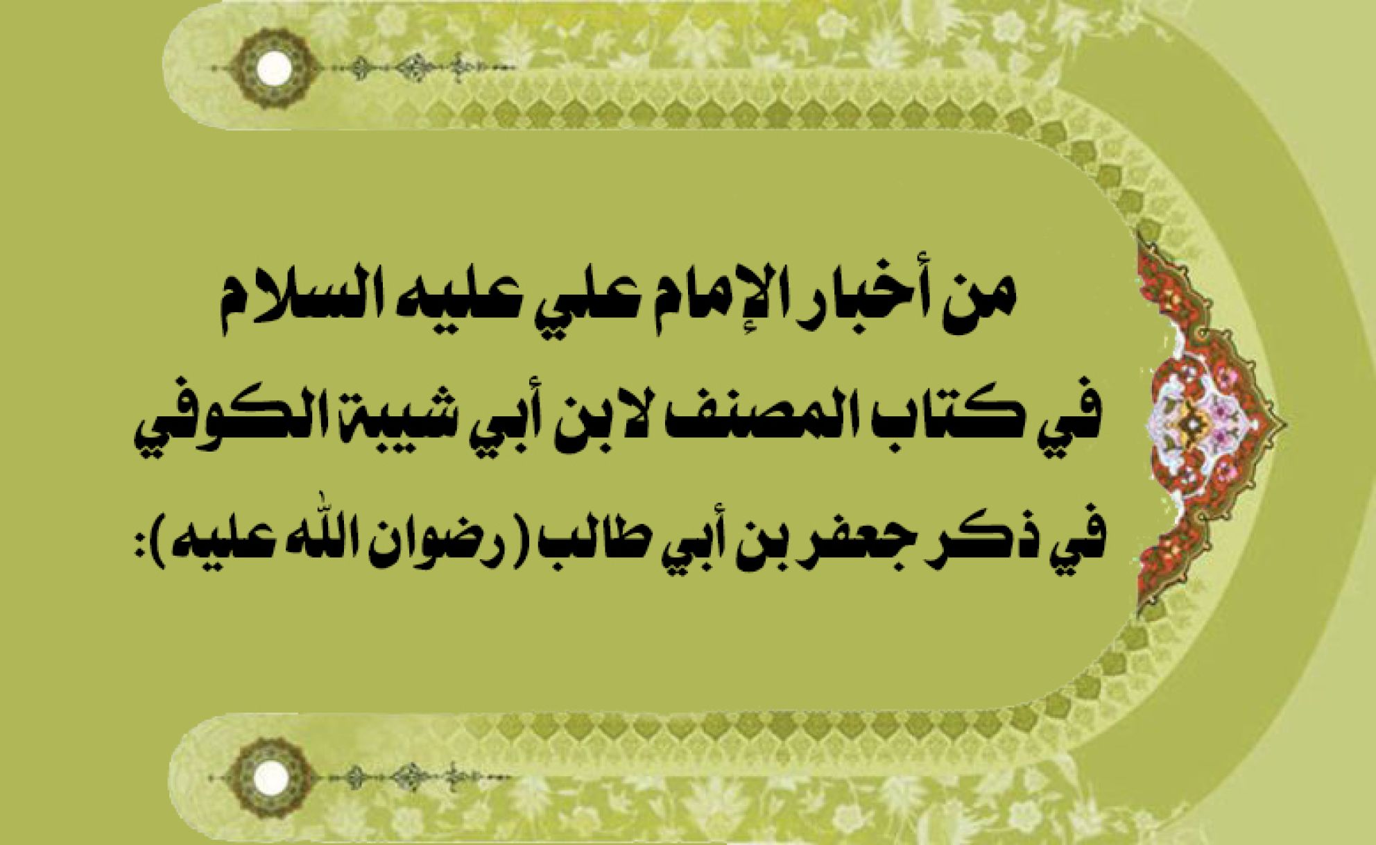من أخبار الإمام علي عليه السلام في كتاب المصنف لابن أبي شيبة الكوفي في ذكر جعفر بن أبي طالب (رضوان الله عليه)